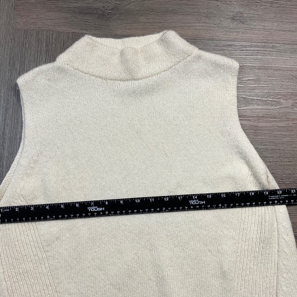 Charli Mock Neck Sleeveless Sweater Vest Womens Medium Ivory Wool Cashmere Cozy - Picture 7 of 8